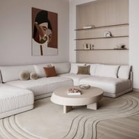 كنب زاوية حرف U بتصميم أنيق و راقي - اوف وايت