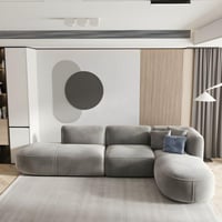 كنب زاوية حرف L - لون رمادي - ستايل عصري وفخم