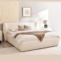 سرير مودرن - لون بيج فاتح - تصميم متناسق وراقي