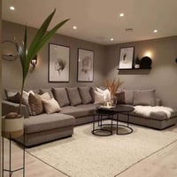 كنب زاوية حرف U بتصميم أنيق - لون بني