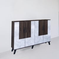 خزانة أحذية قسمين - لون بني و رمادي