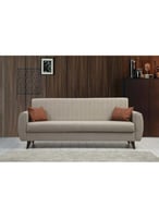 كنبة مقعدين مع أرجل خشبية اللون - بيج