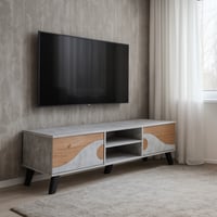 طاولة تلفزيون خشب - رمادي و بيج