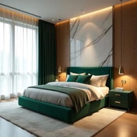 سرير نوم مودرن - لون اخضر مميز - فخامة بسيطة