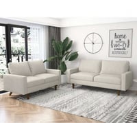 طقم كنب قطعتين - بيج