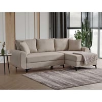 كنب زاوية حرف L بلون بيج رائع