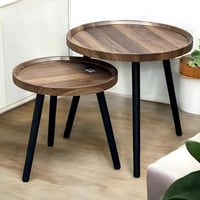 طقم طاولة قطعتين-بني