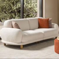 كنبة مقعدين بتصميم فخم - أبيض