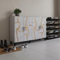 خزانة أحذية - لون رمادي في خشبي -تصميم أنيق وفخم