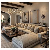 كنب زاوية حرف U بتصميم فاخر و أنيق - بيج