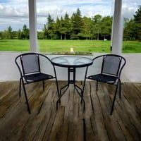 طقم جلوس للحديقة طاولة مع 2 كرسي - لون أسود