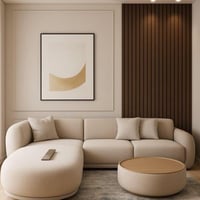 كنب زاوية حرف L بتصميم مميز و أنيق - لون بيج