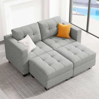 كنبة مقعدين بتصميم مريح ومميز - لون رمادي