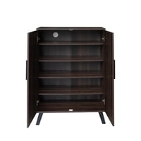 خزانة أحذية بابين - لون بني و أبيض