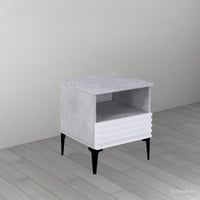 كومودينو مودرن خشبي - لون رمادي و أبيض