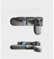 كنب زاوية حرف L - لون رمادي - ستايل عصري وفخم