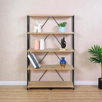 وحدة رفوف مودرن 5 أدوار - لون خشبي