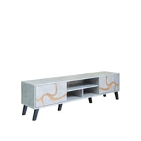 طاولة تلفزيون - لون رمادي مميز - تصميم انسيابي وأن...