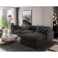 كنب زاوية حرف L لون رمادي بتصميم عصري