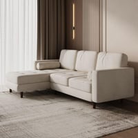 كنب زاوية حرف L بتصميم جذاب - لون بيج