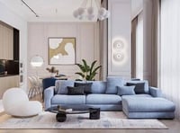 كنب زاوية حرف L - لون أزرق مميز