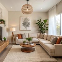 كنب زاوية حرف L بتصميم رائع - لون بيج