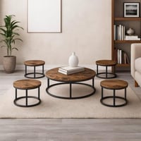 طقم طاولات خدمة 5 قطع بتصميم عصري و رائع