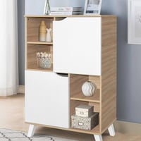 وحدة تخزين مودرن - لون خشبي و أبيض