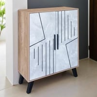 خزانة أحذية بابين - لون رمادي و خشبي