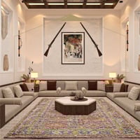 جلسة ارضية لون بيج +2 طاولة جانبية