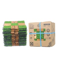 أرضيات باركيه خشب و عشب صناعي - 12 قطعة