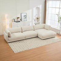 كنب زاوية حرف L بلون بيج هادئ و حديث