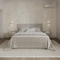 سرير نوم راقي - لون بيج - بلمسات عصرية ناعمة