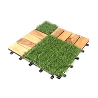 أرضيات باركيه خشب و عشب صناعي - 12 قطعة