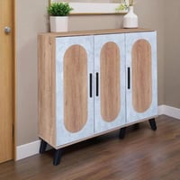 خزانة أحذية مودرن - لون خشبي ورمادي