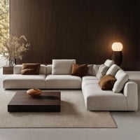 كنب زاوية حرف L - لون بيج - تصميم مميز وعصري