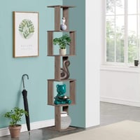 وحدة رفوف مودرن 5 أدوار - لون خشبي