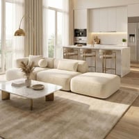 كنب زاوية حرف L - لون بيج - بتفاصيل مميزة ورقيقة