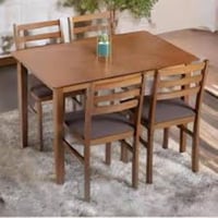 طاولة طعام مع 4 كراسي - لون بني