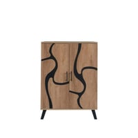 خزانة أحذية- لون بيج مع اسود- تصميم راقي وأنيق