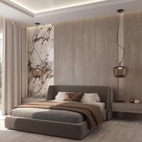 سرير نوم مودرن - لون بيج - تصميم فاخر وفخم