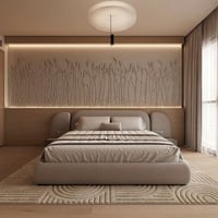 سرير نوم مودرن - لون بيج هادئ ومحايد - تصميم رائع...