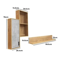 وحدة تلفزيون مع رفوف حائط - لون خشبي مع رمادي - لم...