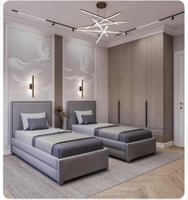 طقم أسرة أطفال - رمادي