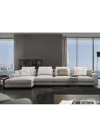 كنب زاوية حرف L كتان - رمادي