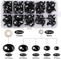 علبة عيون الدمى - اسود بنقط بيضاء (200 قطعة)