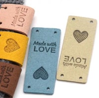 تاق ليبل جلد صنع بحب ( 5 حبات)