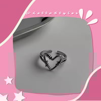 خاتم قلب مجوف فضي