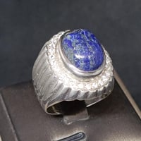 خاتم لابيز لازورد مرصع زركون