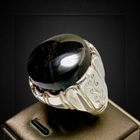 خاتم عقيق اسود صياغة يدوية